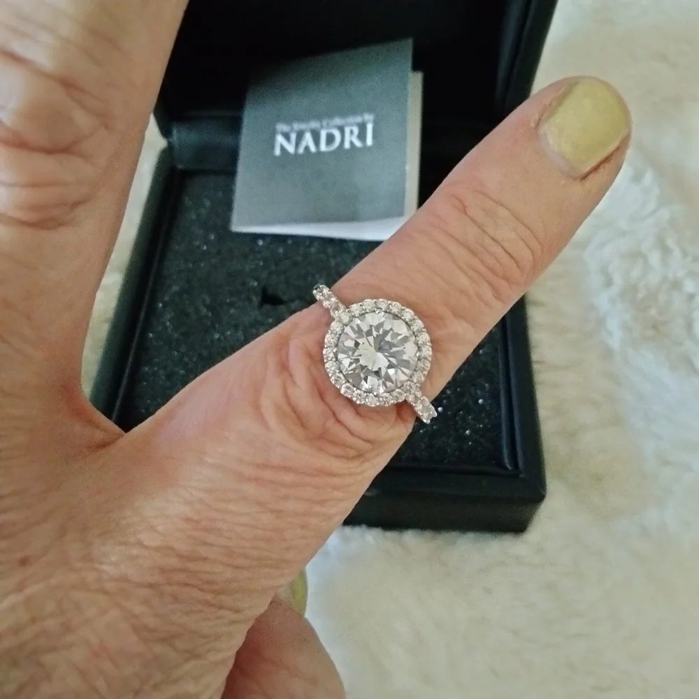 NADRI HALO RODIUM PLATED RING #10 - Picture 6 of 11